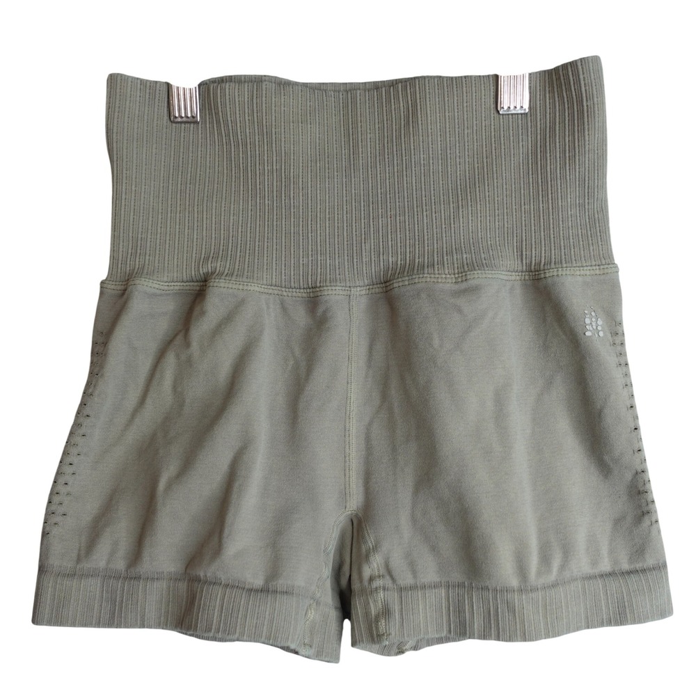 Free People Movement Women XS Olive Green High Rise Ribbed Seamless Biker Shorts